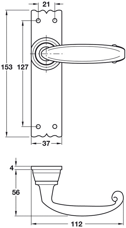 Kirkpatrick Lvr Hdls/Plt 127 Latch BA