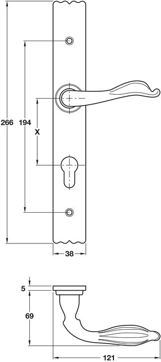 Kirkpatrick Lvr Hdls/Plt Pro Cyl Blk