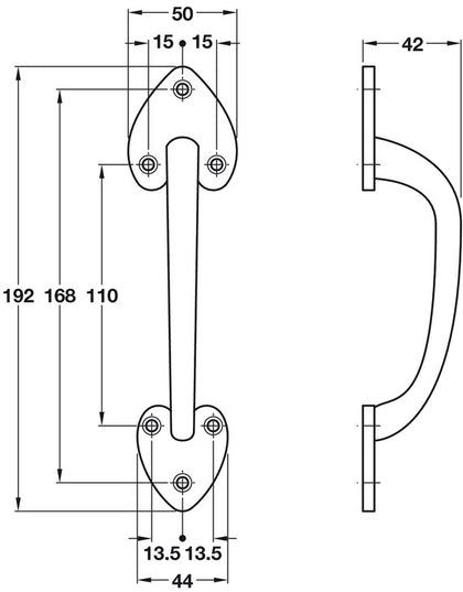 Kirkpatrick Pull Hdl 110/168mm cc Blk