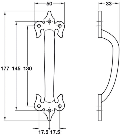 Kirkpatrick Pull Hdl 130/145mm cc Blk
