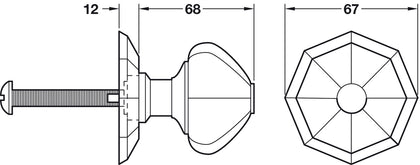 Kirkpatrick Centre Door Knob D67mm Iron