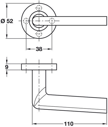 San Lorenzo Lever Hdls D52x110mm ZA PC