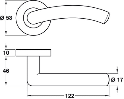 Pitsford Lever Hdls/Rose D53mm ZA SN