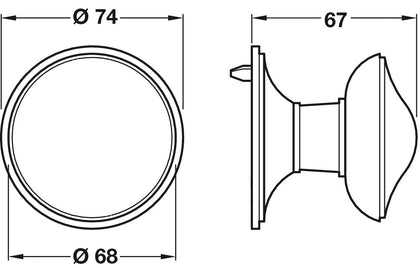 Centre Door Knob D74/68x67mm ZA PC