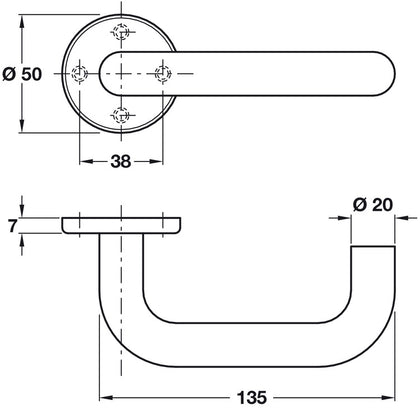Safety Lever Hdls/Roses D20mm Alu SAA