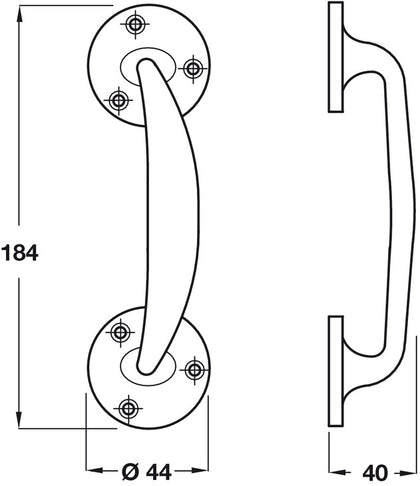 Trad Pull Hdl FF D44x184x40mm Brass SNP