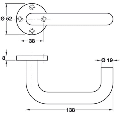 Tiana II Safety Lever Hdls D19mm 201 SSS