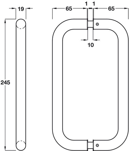 Pull Hdls B2B D19x227mm cc 304 SSS