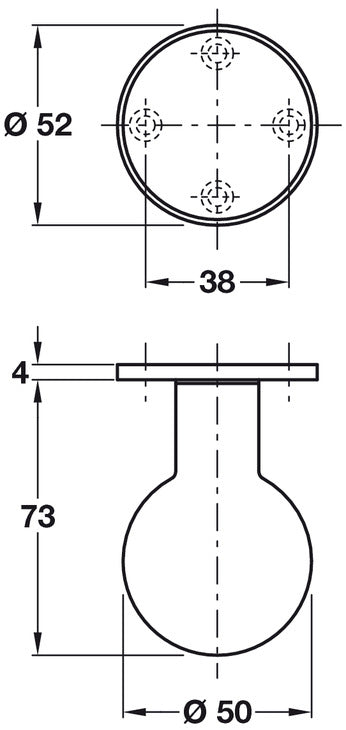 Spherical Door Knob D50x73mm 316 SSS