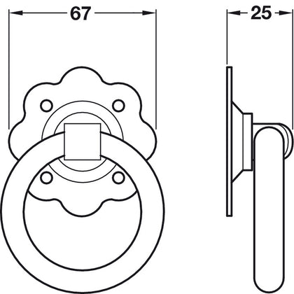Plain Ring Handle D67x25mm St Blk