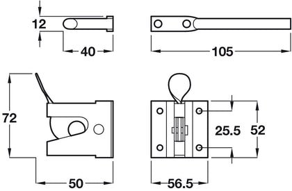 Gate Latch 105mm Steel Black