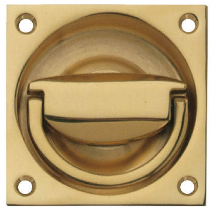 Flush Ring Pull Hdl 90x90mm Brass PB