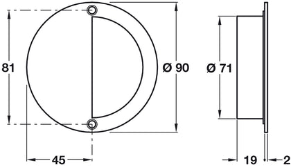 Flush Pull Hdl D90mm 316 SSS
