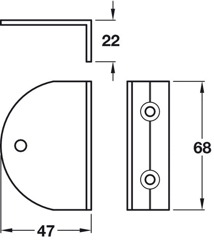 Cubicle Fitting OpenSide Bkt 17-21mm Blk