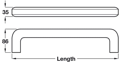 PBA ProCAP Horiz Rail D35x1000mm Gry