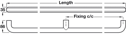 PBA ProCAP Int/Horiz Rail D35x1400mm Gry