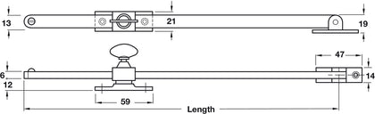 Sliding Casement Stay 254mm Brass PC