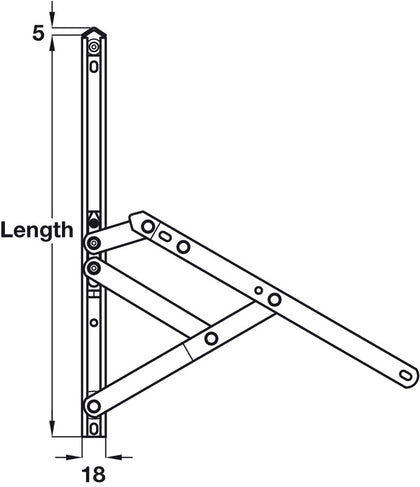 Friction Hinge Std Top Hung 305mm 430 SS