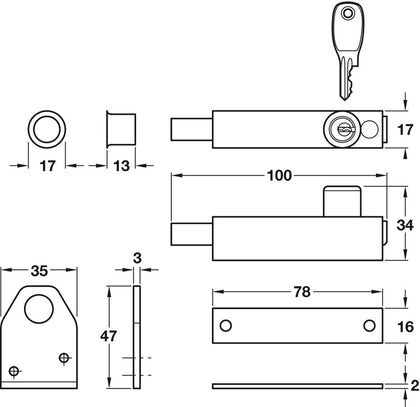 Universal Pressbolt 100mm St/Brs White