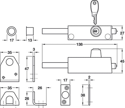 Multipurpose Lock 138mm St/Brs Wht