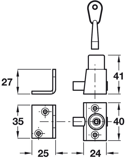 Sash Window Bolt With Std Key St/Brs Wht