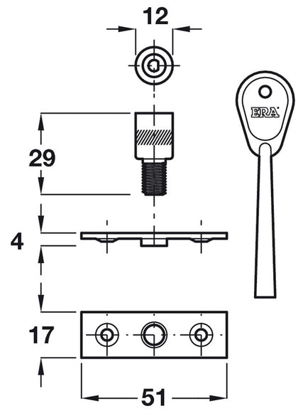 Sash Window Locks With Key St/Brs Brs