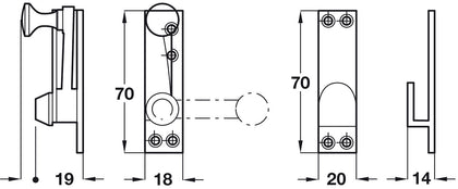 Sash Fastener Straight Arm Brass PC