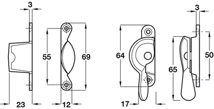 Sash Fastener Fitch Pat 64mm Brass PC