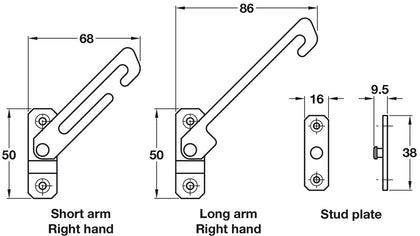 Concealed Restrictor RH Long Arm White