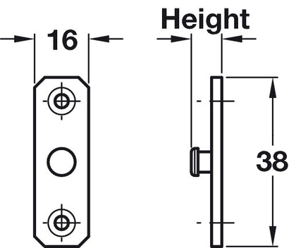 Stud Plate 38x16x11.5mm SS/ZA White