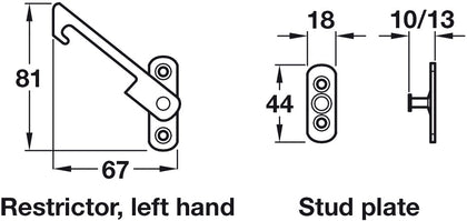 Restrict Safety Catch-Stud Plt 13mm MSS