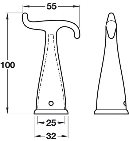 Pole Hook 100mm ts D25mm Pole Brs PB