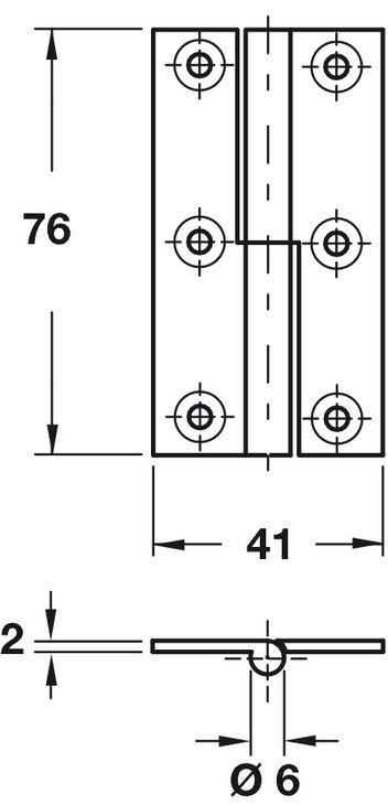 LiftOff Hinge Sqr 76x41mm CW Brass PB