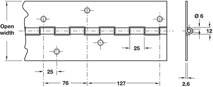 HD Continuous Hinge 2134x101.6mm CP4 SS