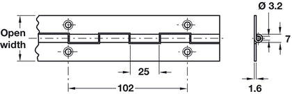 Cont Hinge 1829x51mm 36 Holes SS