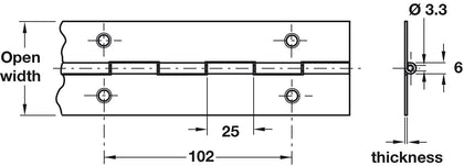 Cont Hinge 1834x51x1.2mm 36 Holes Brs PB