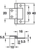 Flush Hinge 40x16mm Inset St EB