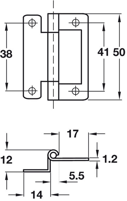 Cranked Flush Hinge 15-19mm 50mm St BZP