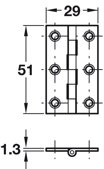 Butt Hinge Sqr 51x29mm Dr.Brass PC