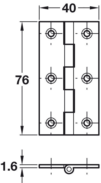 Butt Hinge Sqr 76x40mm Dr.Brass PC