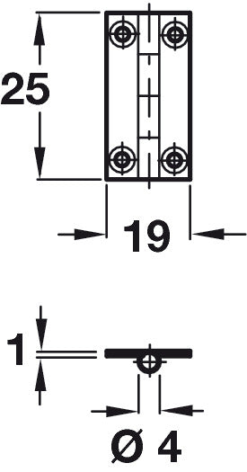 Butt Hinge Sqr 25x19mm Dr.Brass Self