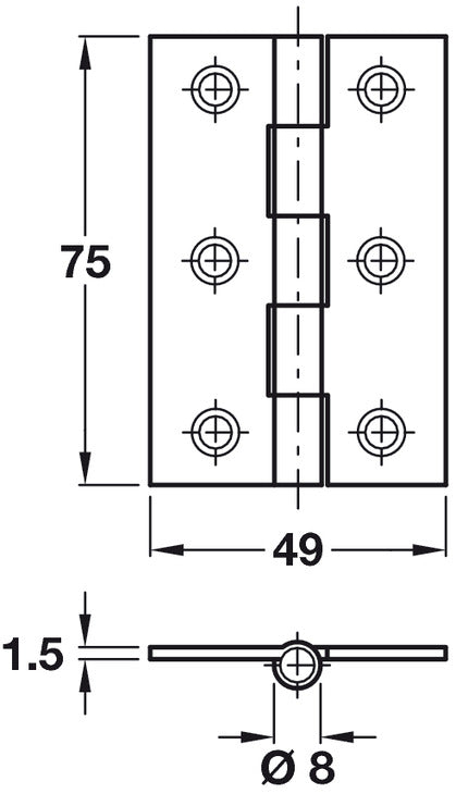 Butt Hinge 75x49mm  St ZP