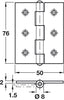 Butt Hinge Plain Sqr 76x50mm 304 PSS