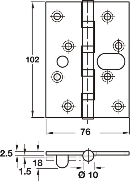 Phoenix SL Butt SHng Sq 102x76mm 304 SSS