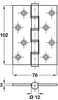 Butt Hinge DPBW 100x76mm Brs PB