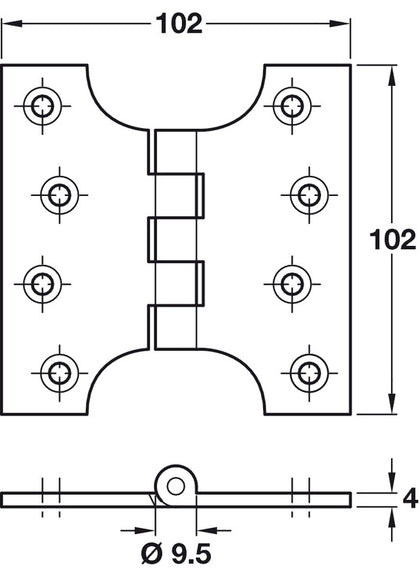 Parliament Hinge 102x102mm Brass PCP