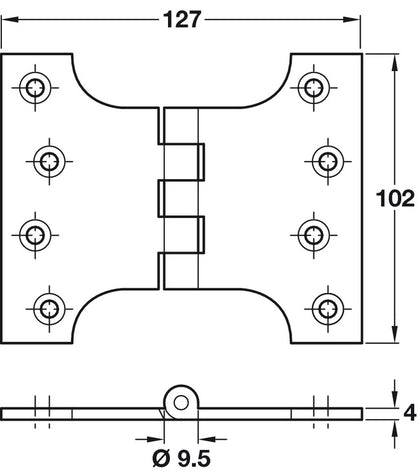 Parliament Hinge 102x127mm Brass SCP