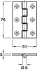 Butt Hinge DPBW D8x76x51mm Ext Brs IMBA