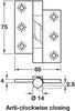Butt Hinge Rising 75x65mm ACW Brass PB