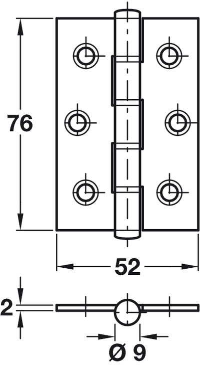 Hafele Butt Hinge Sqr 76x52mm 304 SSS